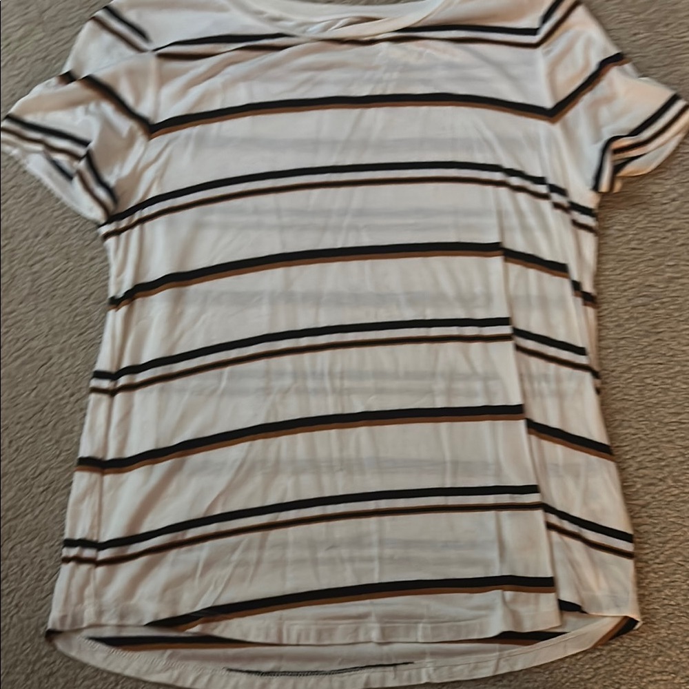 Aeropostale Black and White Striped Short Sleeve Tee